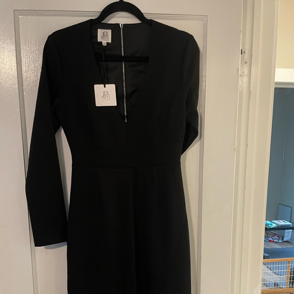 Anthropologie Elegant Black Long Sleeve Dress